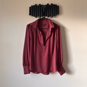 Banana Republic Burgundy Button-Cuff Blouse